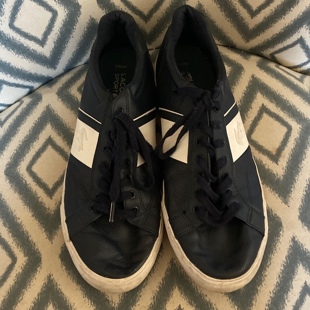 Lacoste Blue & White Low-Top Sneakers 11.5